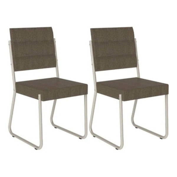 Encontraproduto.com.br - Cadeira de Cozinha 1736 Aço Kit 2 Uni MOCCA / PRATA - Carraro