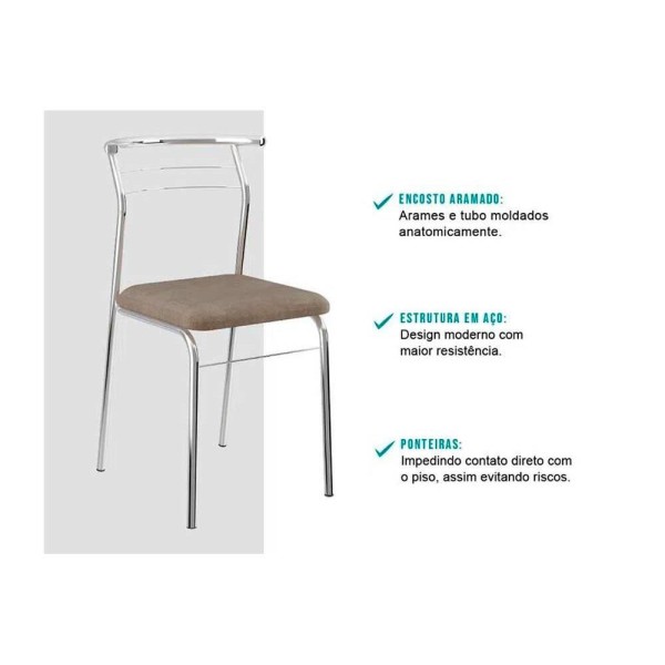 Encontraproduto.com.br - Kit 2 Cadeiras de Cozinha 1708 2 Un Ouro Velho - Assento Camur?a Conhaque - Carraro