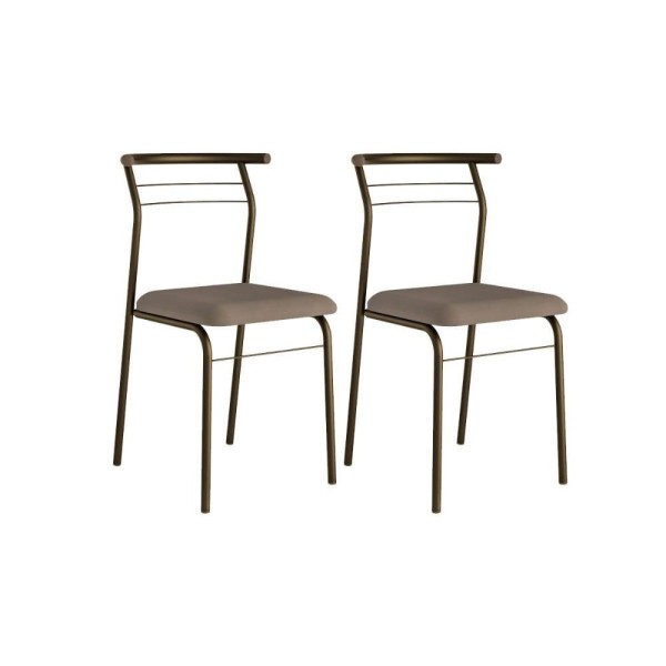 Encontraproduto.com.br - Kit 2 Cadeiras de Cozinha 1708 2 Un Ouro Velho - Assento Camur?a Conhaque - Carraro