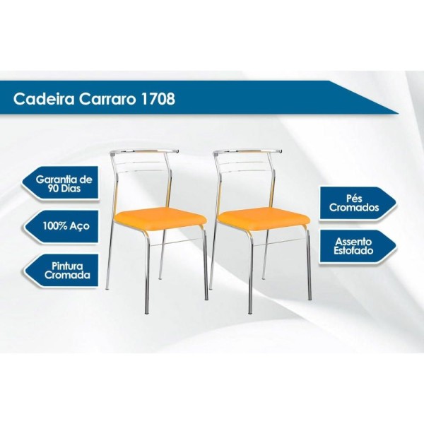 Encontraproduto.com.br - Kit 2 Cadeiras de Cozinha 1708 2 Un Ouro Velho - Assento Camur?a Conhaque - Carraro