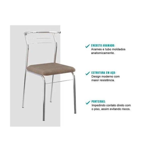 Encontraproduto.com.br - Kit 2 Cadeiras de Cozinha 1708 2 Un Ouro Velho - Assento Camur?a Conhaque - Carraro