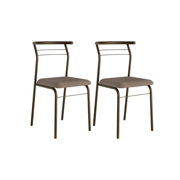 Encontraproduto.com.br - Kit 2 Cadeiras de Cozinha 1708 2 Un Ouro Velho - Assento Camur?a Conhaque - Carraro