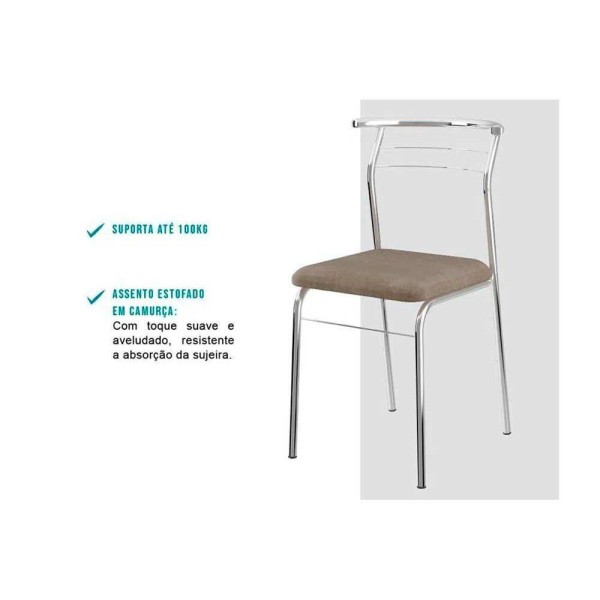 Encontraproduto.com.br - Kit 2 Cadeiras de Cozinha 1708 2 Un Ouro Velho - Assento Camur?a Conhaque - Carraro
