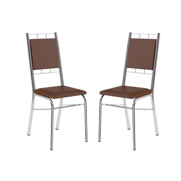Encontraproduto.com.br - Cadeira de Cozinha 1724 Kit 2 Un Ouro Velho - Assento Camur?a Conhaque - Carraro