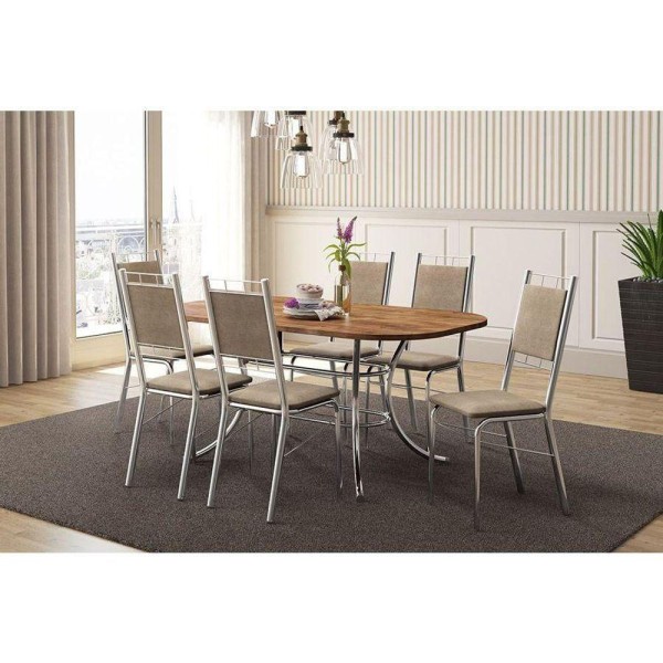 Encontraproduto.com.br - Cadeira de Cozinha 1724 Kit 2 Un Ouro Velho - Assento Camur?a Conhaque - Carraro