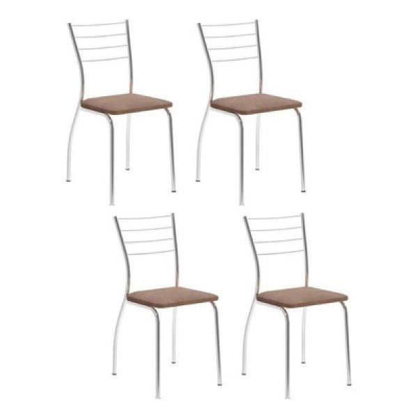 Encontraproduto.com.br - Cadeira 1700 Kit 4 Un Cromado Suede Conhaque