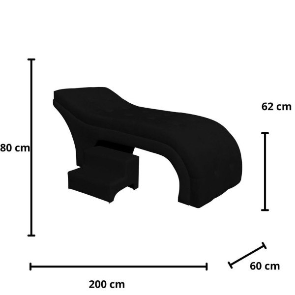 Encontraproduto.com.br - Maca Estofada Estética Botonê 60 Cm Sobrancelha Cilios Cor:preto