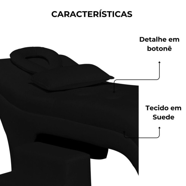Encontraproduto.com.br - Maca Estofada Estética Botonê 60 Cm Sobrancelha Cilios Cor:preto
