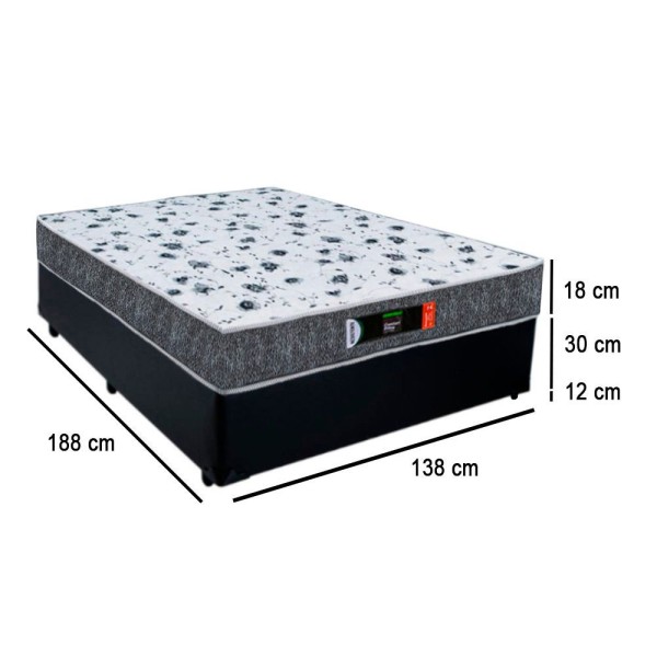 Encontraproduto.com.br - Cama Box Casal + Colchão Ortopédico Resistente Pró D28 Prime Colchões 138x188x60 Preto