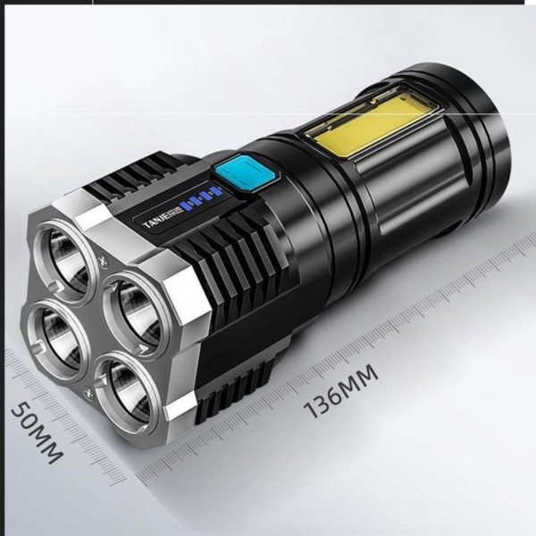 Encontraproduto.com.br - Lanterna Led à Prova Dágua 4 Núcleos Potente Usb Recarregável