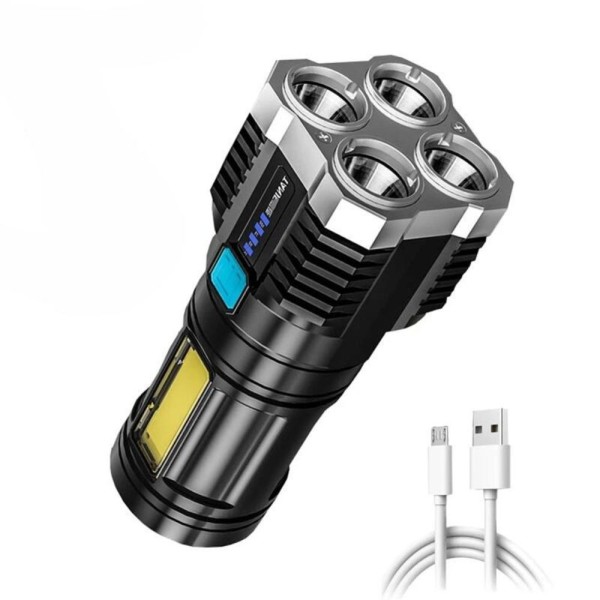 Encontraproduto.com.br - Lanterna Led à Prova Dágua 4 Núcleos Potente Usb Recarregável
