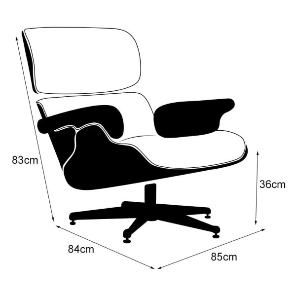 Encontraproduto.com.br - Poltrona Charles Eames Office Exec Couro Natural Branco Cor Branco