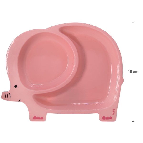 Encontraproduto.com.br - PRATO INFANTIL INTRODUÇÃO ALIMENTAR COM DIVISÓRIAS DIVERTIDO PARA BEBE E CRIANÇA PLÁSTICO BUBA Cor:Elefante Salmão
