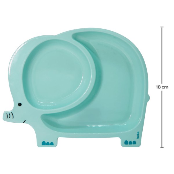 Encontraproduto.com.br - PRATO INFANTIL INTRODUÇÃO ALIMENTAR COM DIVISÓRIAS DIVERTIDO PARA BEBE E CRIANÇA PLÁSTICO BUBA Cor:Elefante Azul Turques