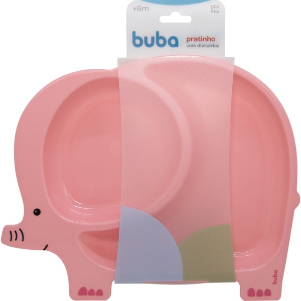 Encontraproduto.com.br - KIT 2 PRATOS INFANTIL INTRODUÇÃO ALIMENTAR COM DIVISÓRIAS DIVERTIDO PARA BEBE E CRIANÇA PLÁSTICO BUBA Cor:Hipopot Azul/E