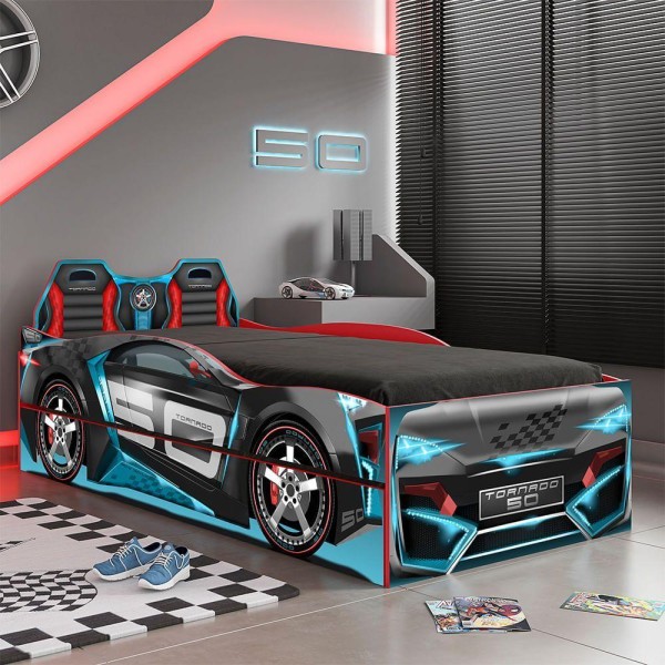 Encontraproduto.com.br - Cama Pura Magia Carro Tornado Bicama Vermelho 78 cm 201 93.5 Carros