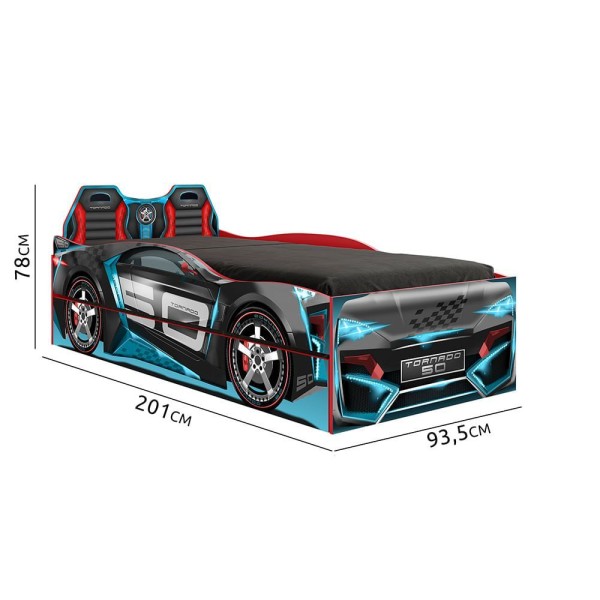 Encontraproduto.com.br - Cama Pura Magia Carro Tornado Bicama Vermelho 78 cm 201 93.5 Carros