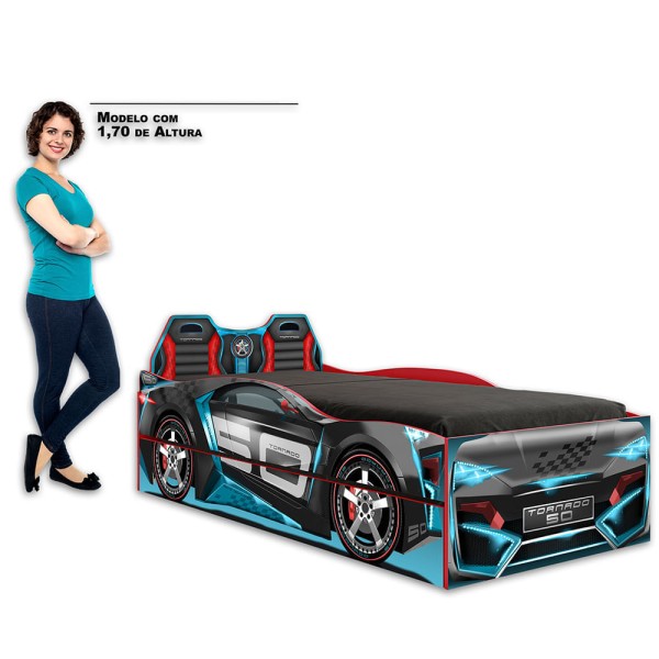 Encontraproduto.com.br - Bicama Infantil Carro Tornado Fun com Luz de Led Pura Magia