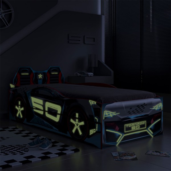 Encontraproduto.com.br - Bicama Infantil Carro Tornado Fun com Luz de Led Pura Magia