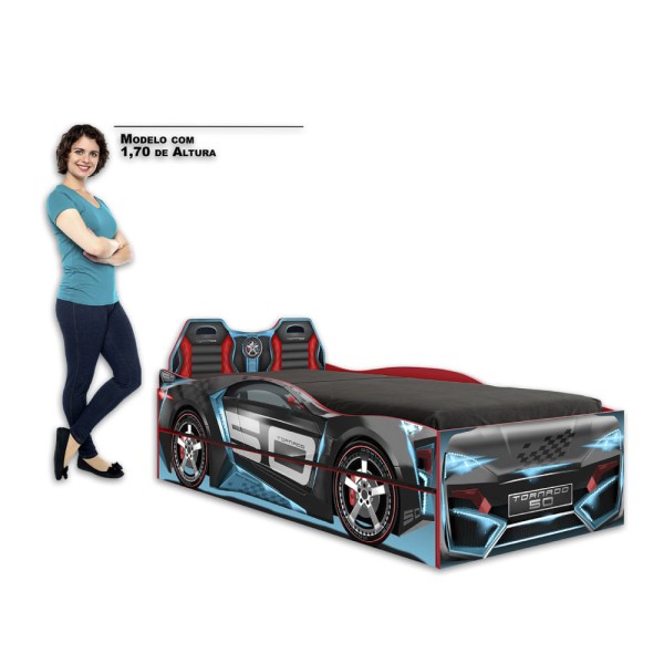 Encontraproduto.com.br - Bicama Infantil Carro Tornado Fun com Luz de Led Pura Magia