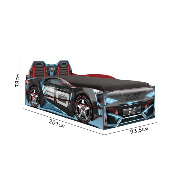 Encontraproduto.com.br - Bicama Infantil Carro Tornado Fun com Luz de Led Pura Magia