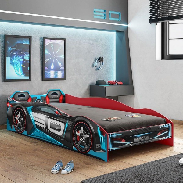 Encontraproduto.com.br - Cama Infantil Tornado Plus Com Led Preto Pura Magia