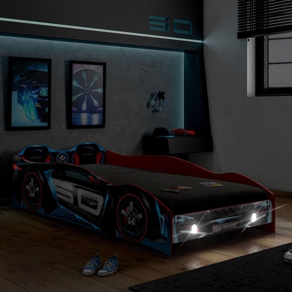 Encontraproduto.com.br - Cama Infantil Tornado Plus Com Led Preto Pura Magia