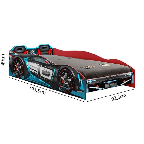 Encontraproduto.com.br - Cama Infantil Tornado Plus Com Led Preto Pura Magia