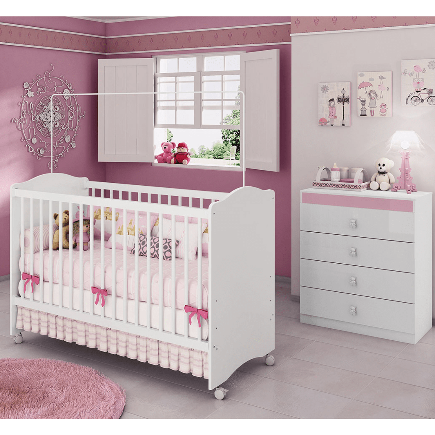Encontraproduto.com.br - Quarto Infantil Berço e Cômoda Satriani