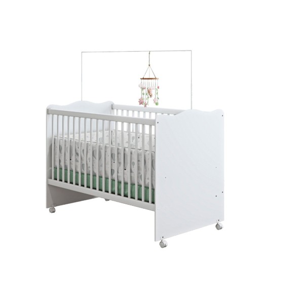 Encontraproduto.com.br - Quarto de Bebê Cômoda 3 Gavetas 1 Porta e Berço Mini Cama Flofy Branco