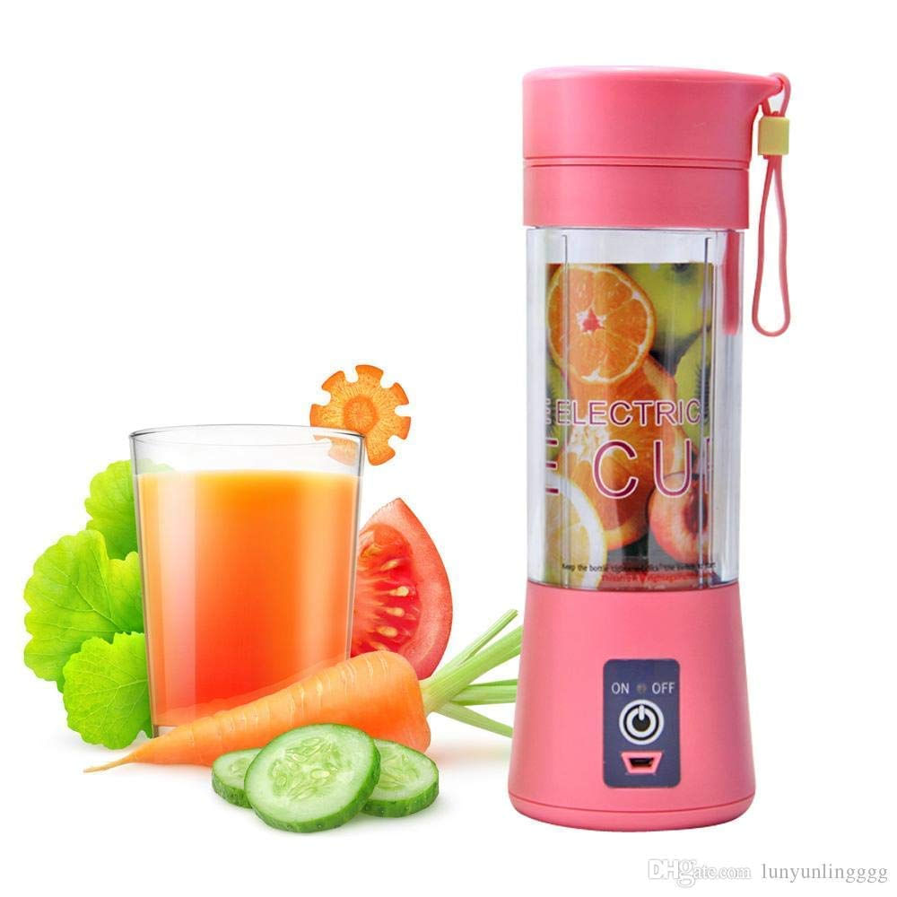 Liquidificador Portátil 390Ml Usb Para Shake Vitaminas Rosa