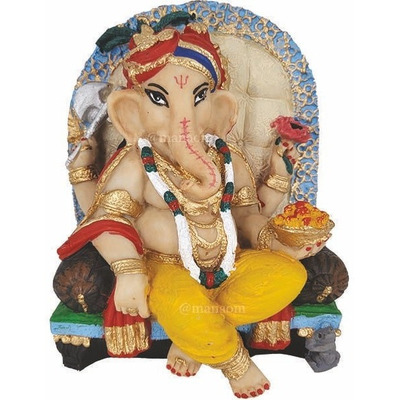 Escultura Ganesha No Trono 14012