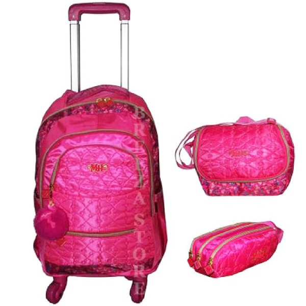 Encontraproduto.com.br - Mochila Escolar Juvenil Flamingo 4 Rod Giratórias + Chav MC4005