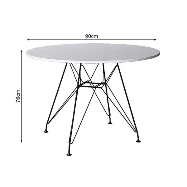 Encontraproduto.com.br - Mesa De Jantar Com 4 Cadeiras Tampo Redondo Branco 90Cm Base De Ferro Preto Cor: Branco