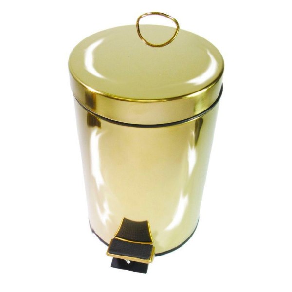 Encontraproduto.com.br - Lixeira Dourada Em Aço Inox Para Cozinha Com Pedal 5L