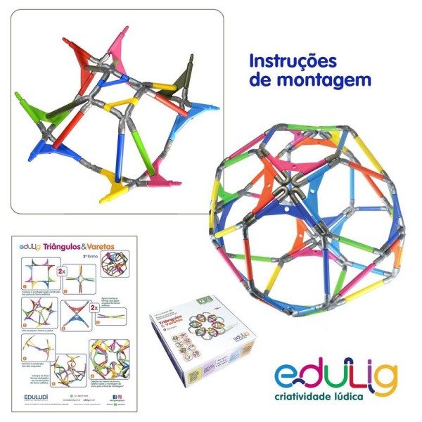 Encontraproduto.com.br - Brinquedo De Montar 3d Edulig Triângulos & Varetas