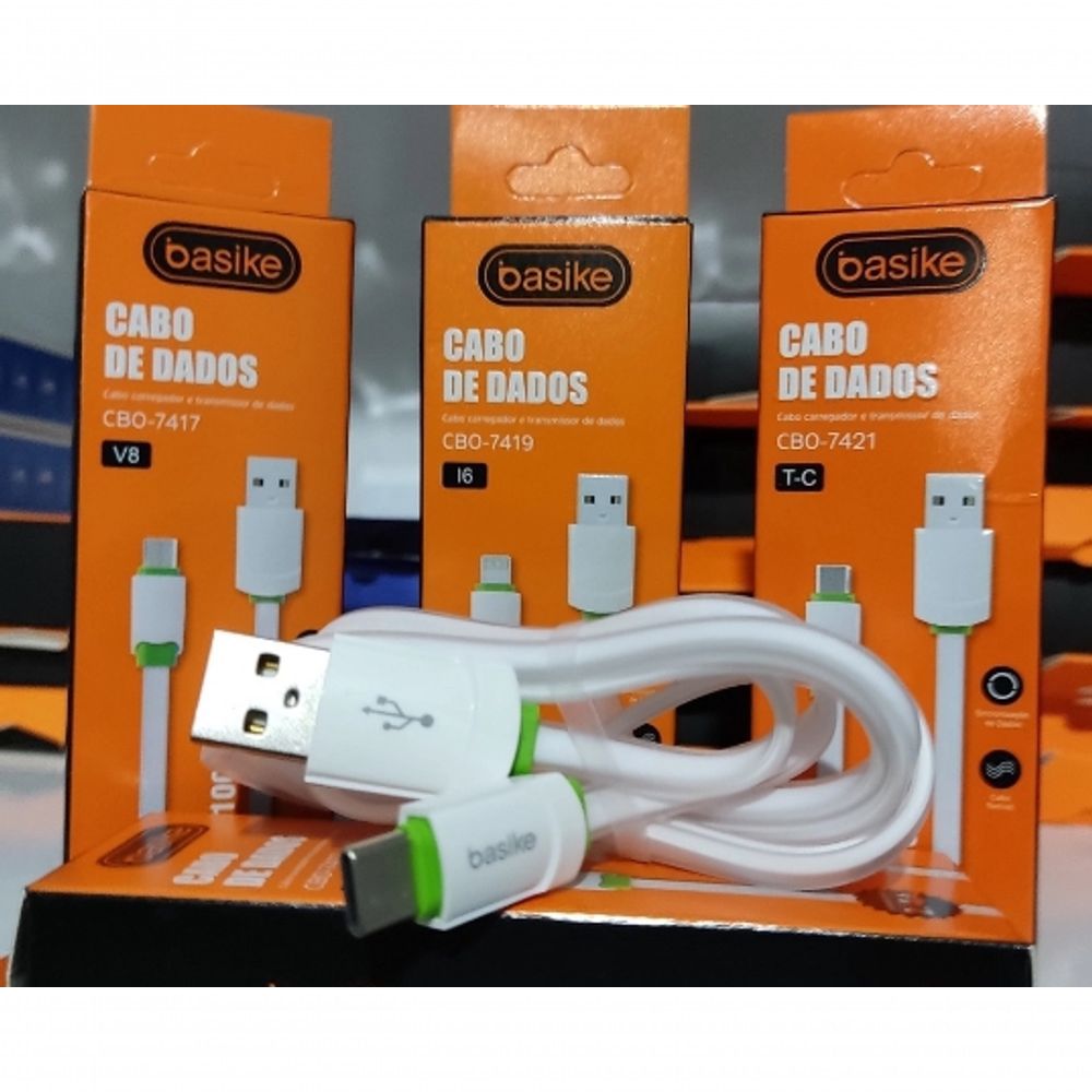 Cabo De Dados Basike Type C Em Pcv Branco 2.4a Cbo-7421