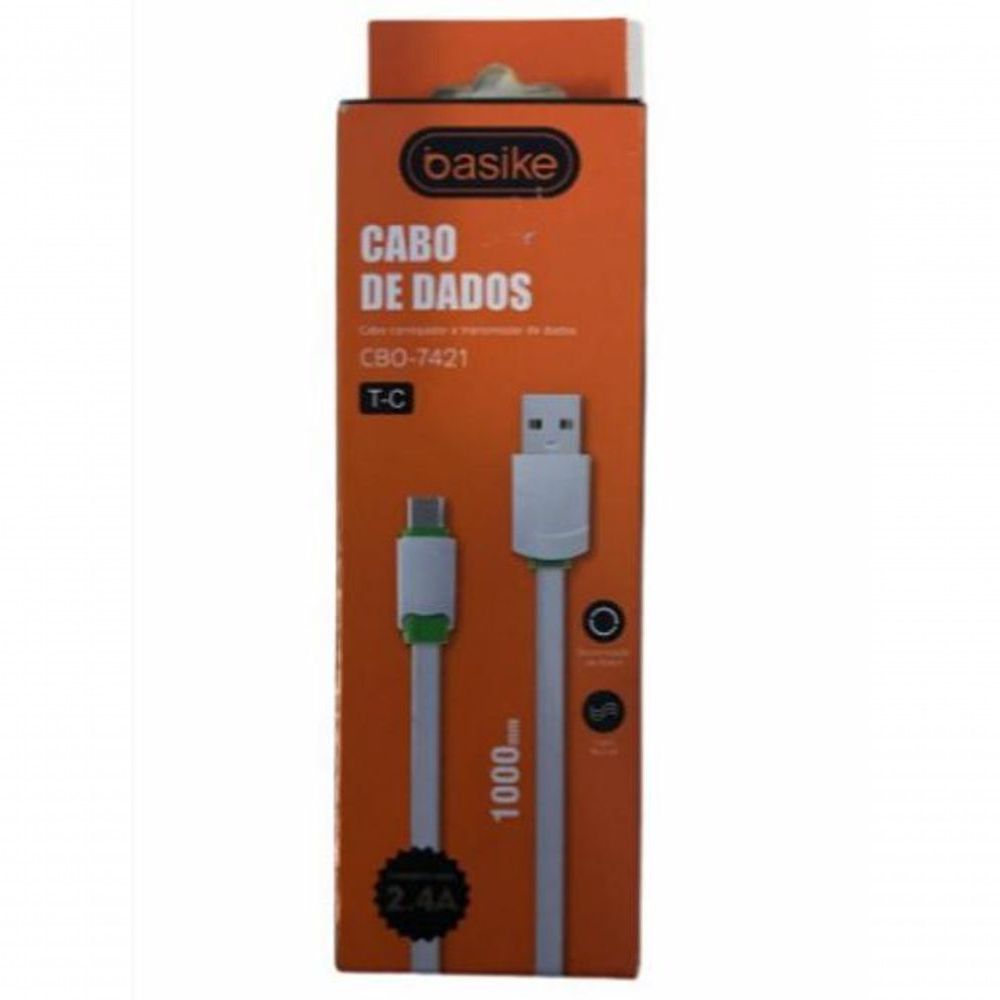 Encontraproduto.com.br - Cabo De Dados Basike Type C Em Pcv Branco 2.4a Cbo-7421