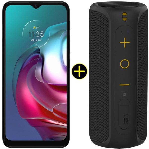 Encontraproduto.com.br - Kit Celular Motorola Moto G30 Dark Prism 128GB + Caixa De Som Portátil Sem Fio Bluetooth Y-Move 12W