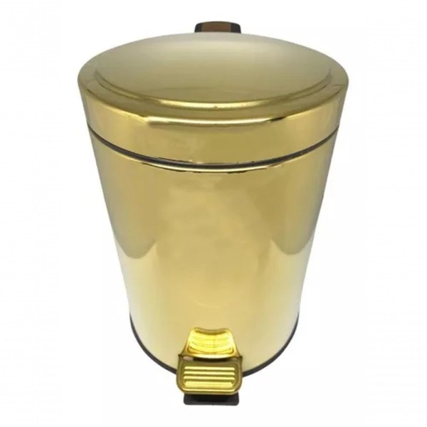 Encontraproduto.com.br - Lixeira Dourada Em Aço Inox Para Banheiro Com Pedal 20l Fineza Novo Design