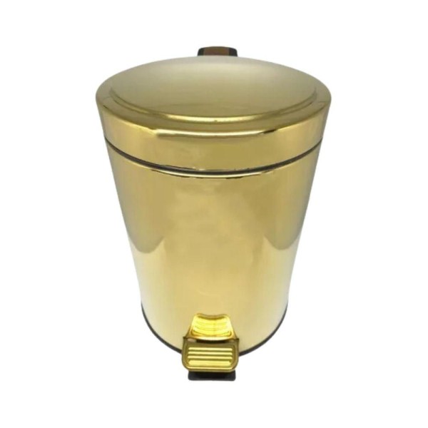Encontraproduto.com.br - Kit 2 Lixeiras Dourada Aço Inox Para Banheiro Com Pedal 5l Novo Design Fineza