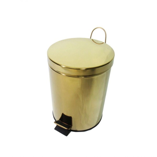Encontraproduto.com.br - Kit 2 Lixeiras Dourada Aço Inox Para Banheiro Com Pedal 3l Fineza