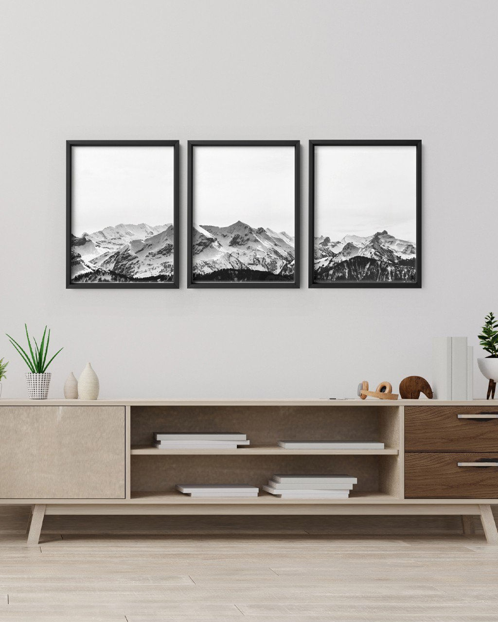 Encontraproduto.com.br - Quadro Decorativo Illuminato Montanhas com Neve Kit com 3 Peças