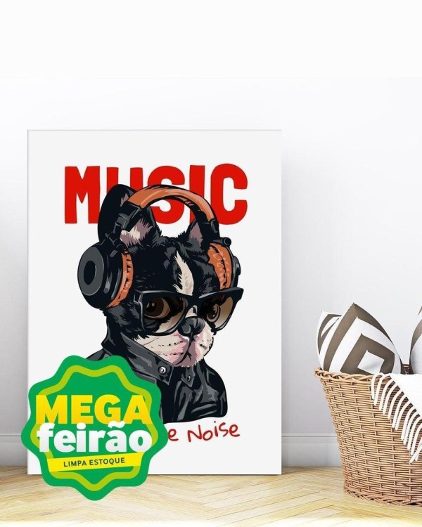 Placa Decorativa Illuminato Dog Music 21x29,7x0,6cm