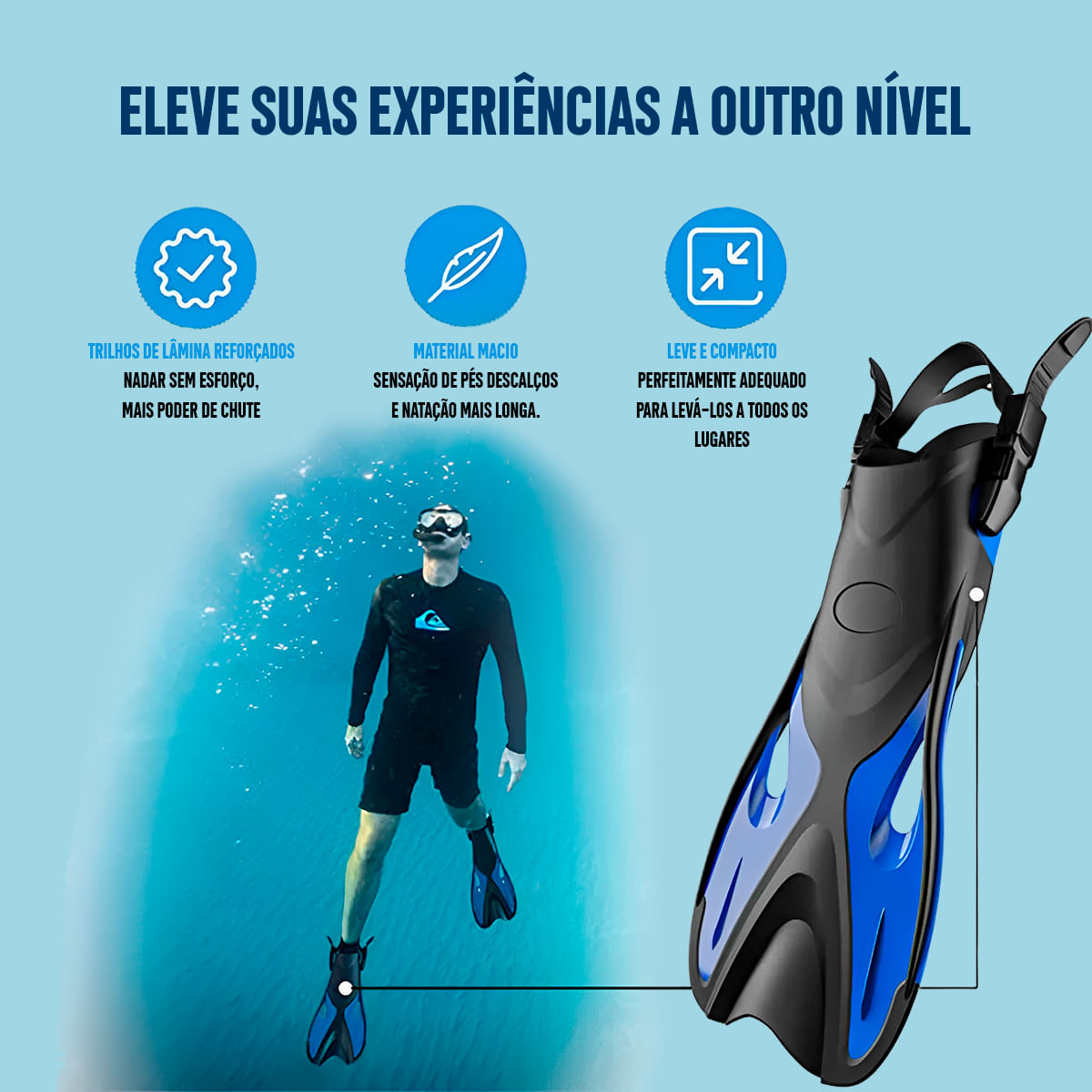 Encontraproduto.com.br - NADADEIRA PÉ DE PATO AZUL M