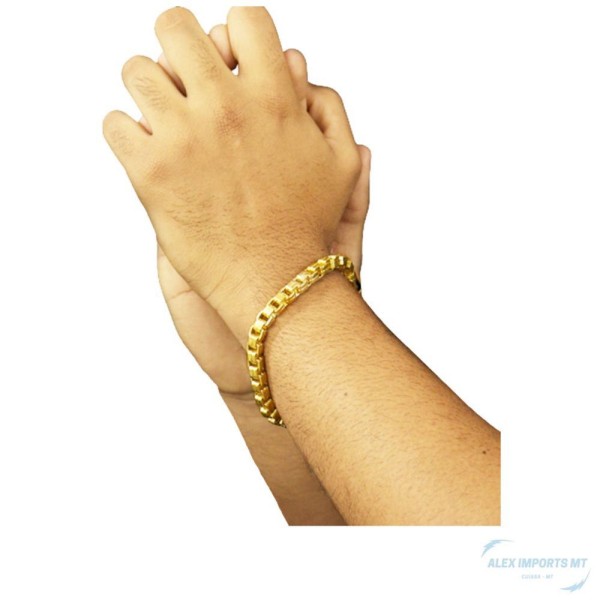 Encontraproduto.com.br - Pulseira De Cubinho Elo Duplo 6Mm Moeda Antiga Nao Enferruja