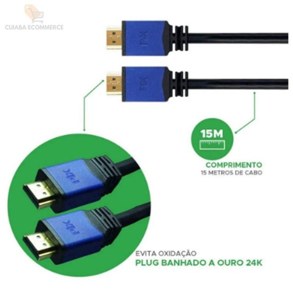 Encontraproduto.com.br - Cabo Hdmi Macho 2.0 15 Metro Lcd Pc Tv Projetor