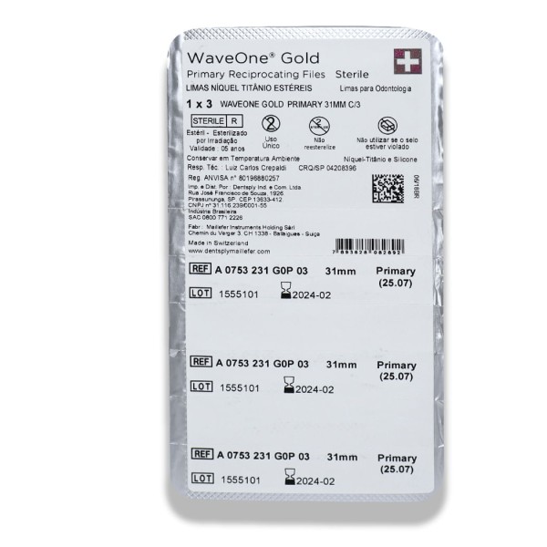 Encontraproduto.com.br - Lima Waveone Gold 31mm com 3 - Dentsply Sirona