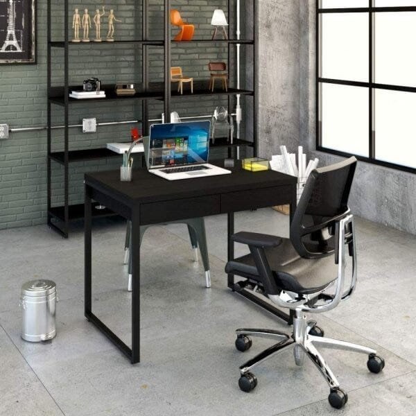 Escrivaninha Industrial Kuadra com 2 Gavetas 90 cm - Preto