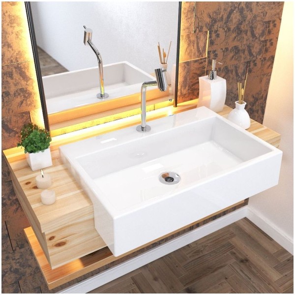 Encontraproduto.com.br - Kit Cuba Xrt55 Torneira Pratika 1060 Meta Válvula 1 Polegada Sifão Flexível Pvc Compace Branco Gel